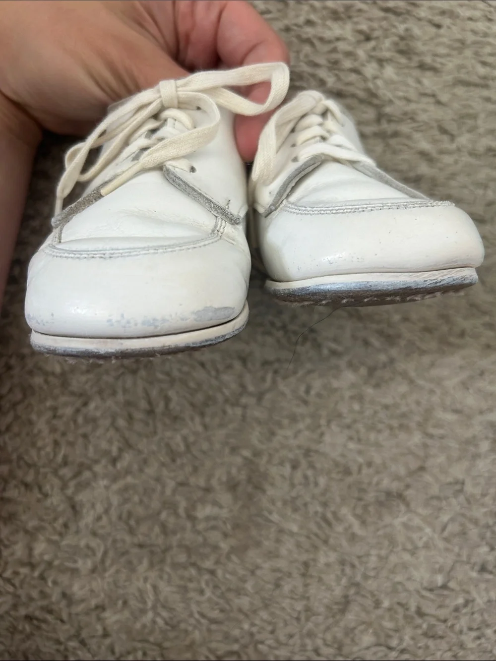 Stride Rite Vintage White Leather Baby Lace-Up Shoes with box